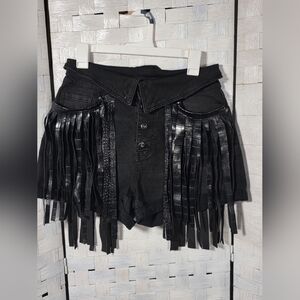 NO BOUNDRIES Black Fringe Shorts
